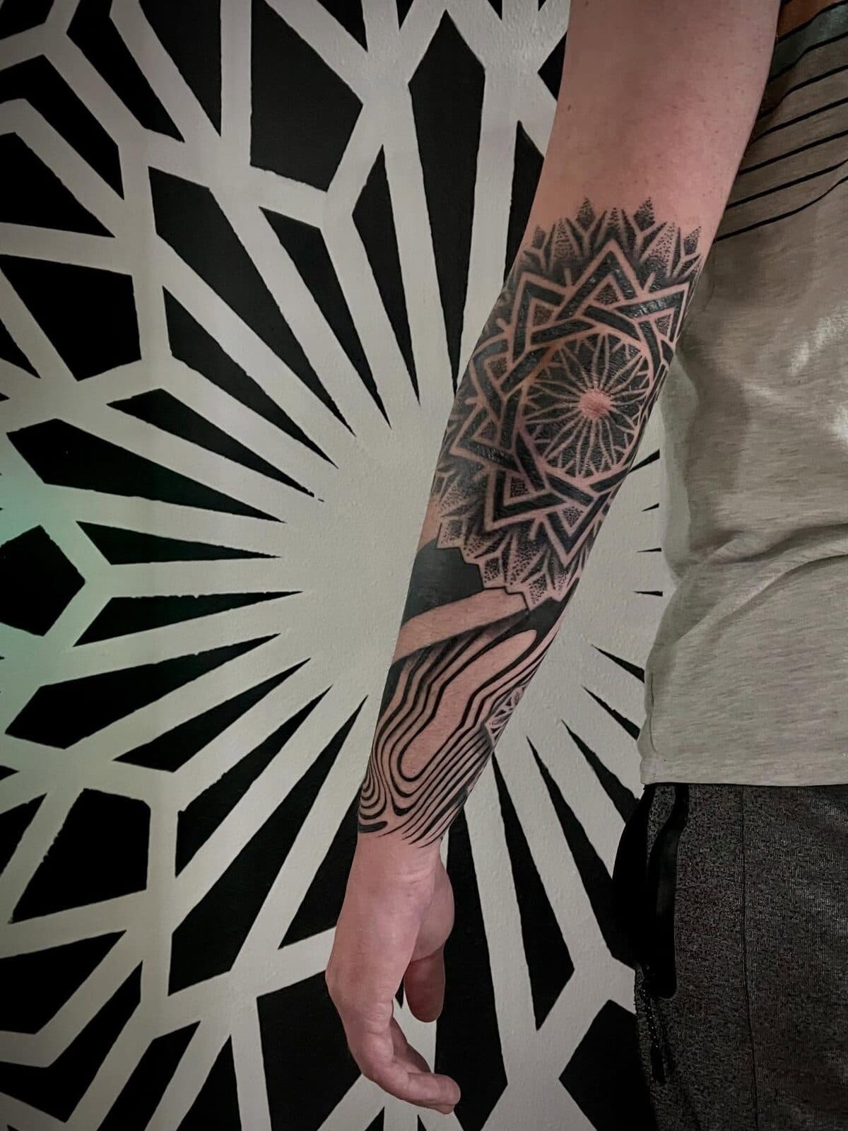 Large mandala and geometric leg sleeve